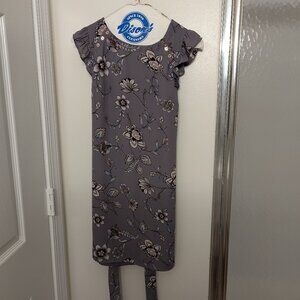 Floral purple tie waist wrap dress